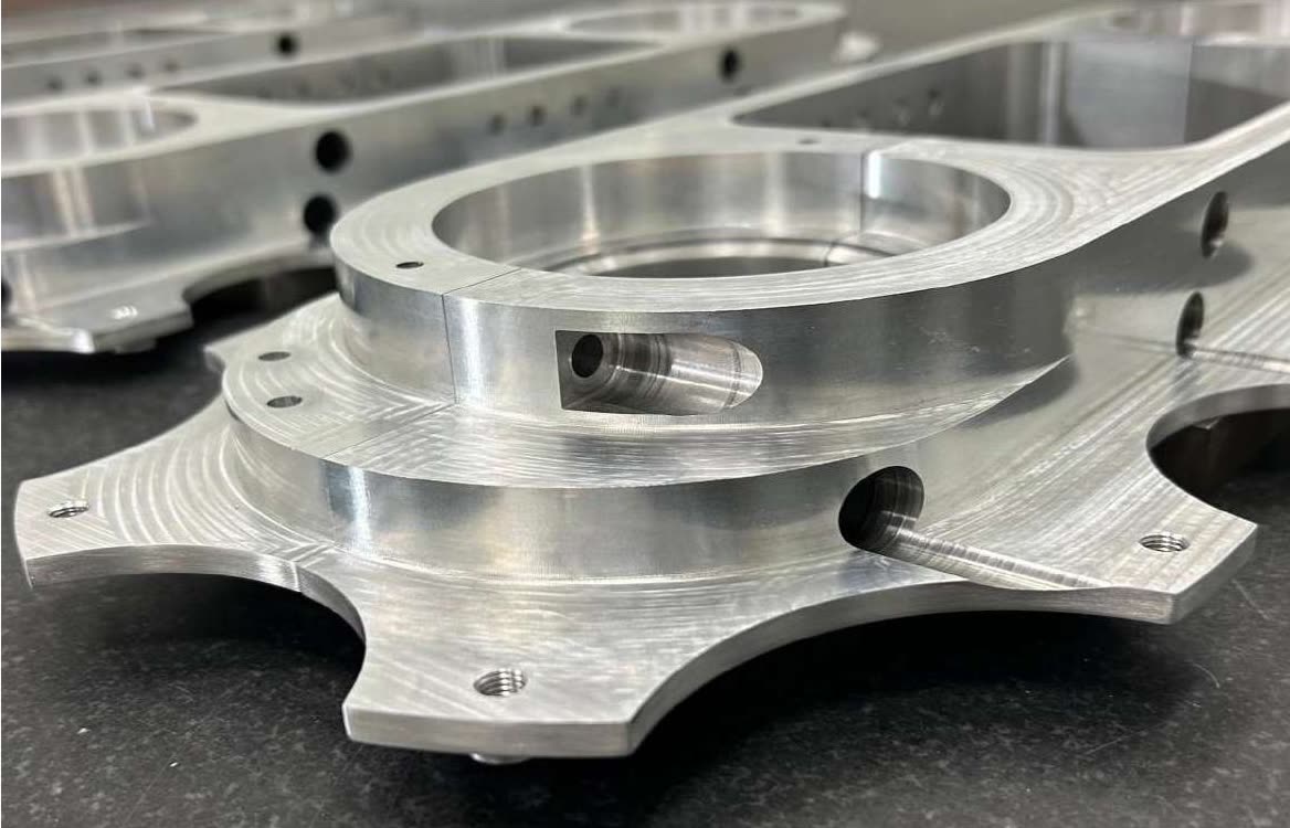 CNC-machined aluminum technical part